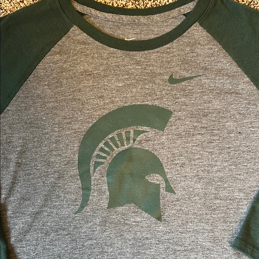 Nike Dark Green and Gray Spartan Tee